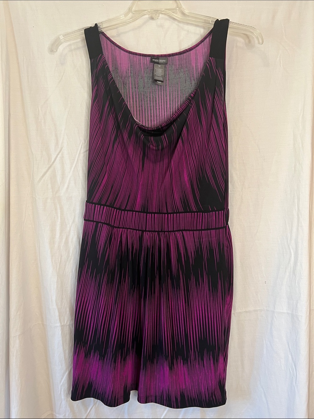 Bisou Bisou Black and Purple Printed Sleeveless Mini Tank Dress